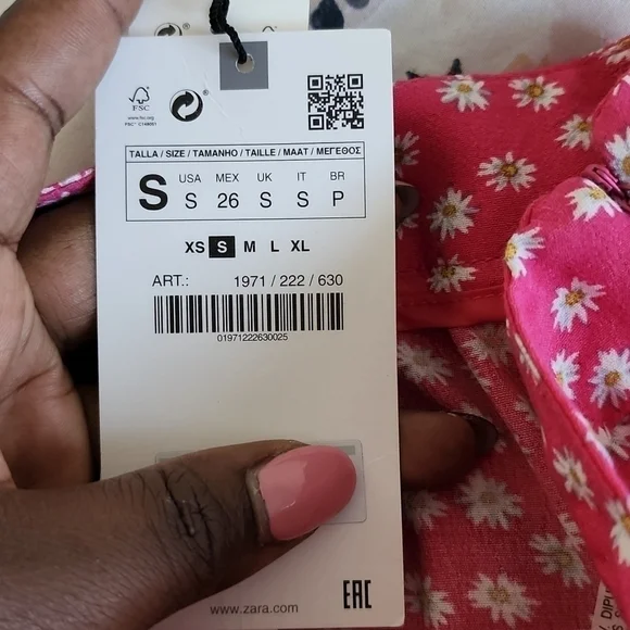 Zara Pink floral Belted Prairie Cottagecore Botanical Peasant Short Skirt skort - Picture 7 of 14